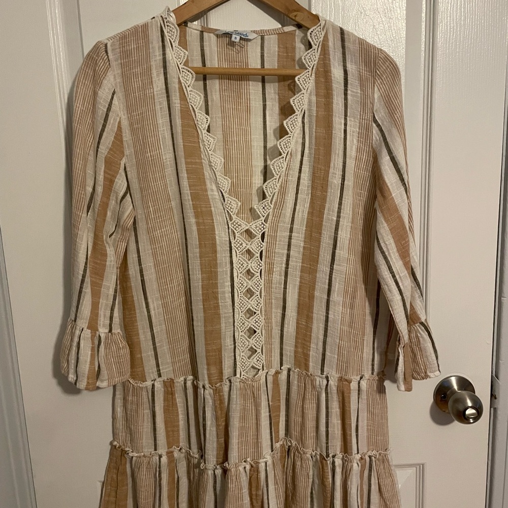 Striped Tan and Cream Beach coverup